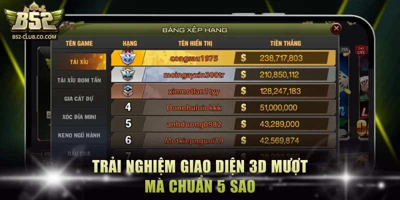 Trải nghiệm giao diện 3D mượt mà chuẩn 5 sao